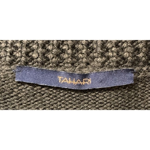 Tahari Wool Blend Brown Quarter Button Up Knit Sweater Sz M Mens High Neck - Picture 3 of 6